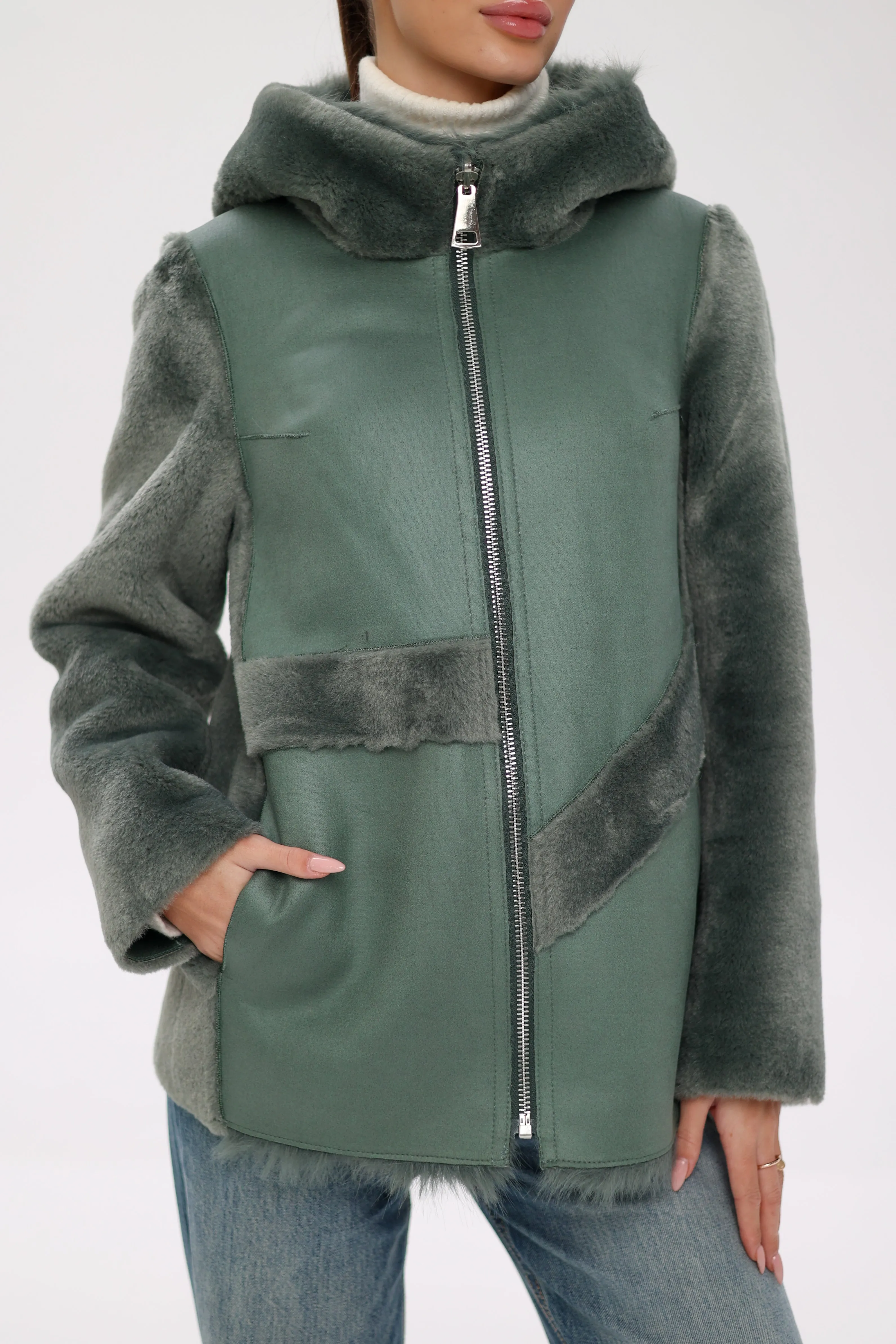 ⇆ Reversible Hooded Wool Blend Jacket