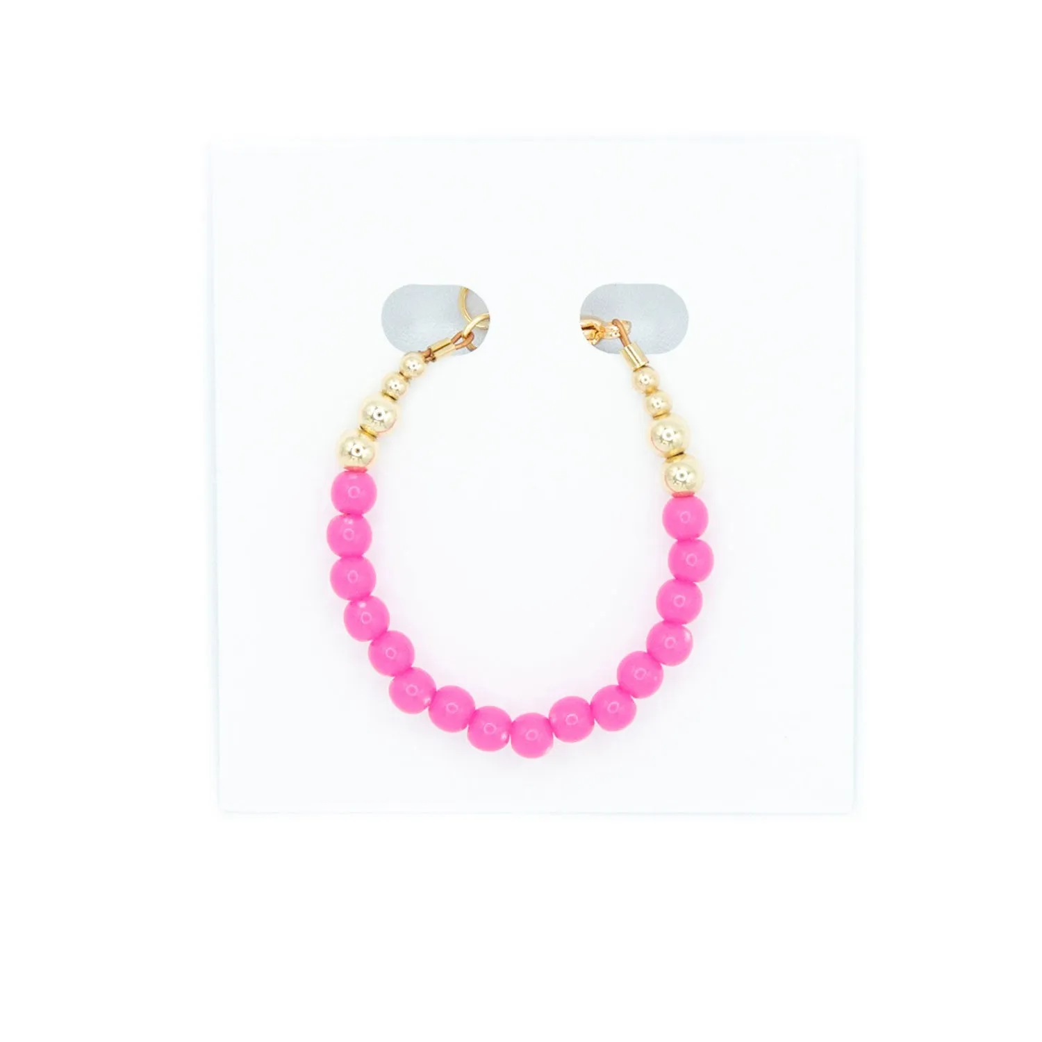 14K Gold Filled Bracelet - Round Hot Pink