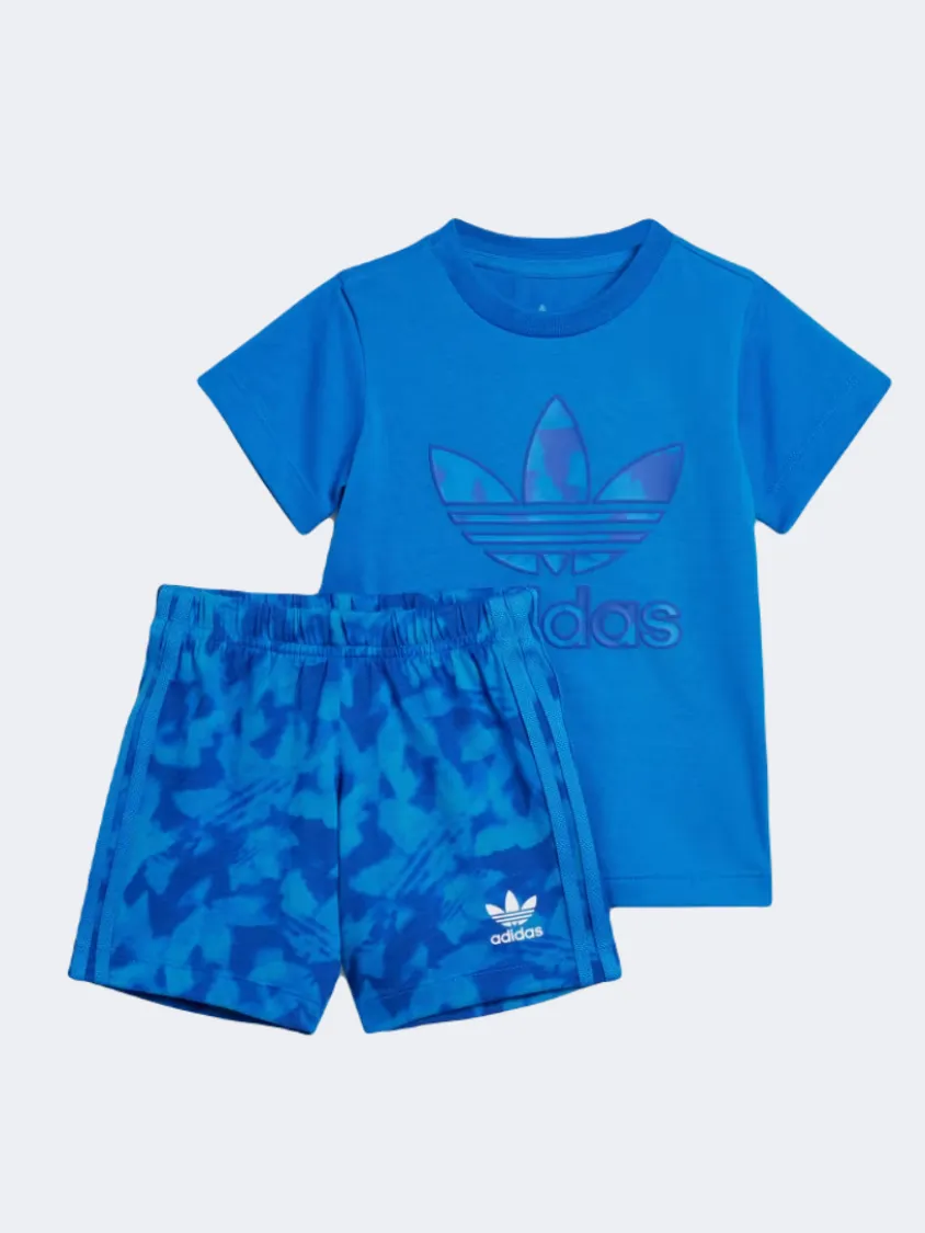 Adidas Summer Allover Print Baby Boys Original Set Blue Bird