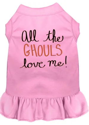 All The Ghouls Screen Print Dog Dress Light Pink 4x (22)