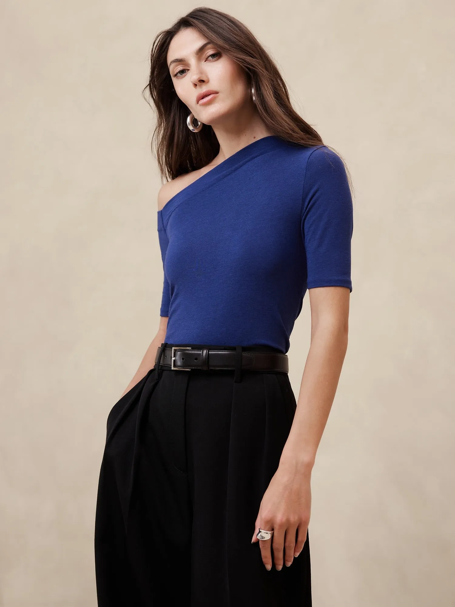 Asymmetrical Wool-Blend Top