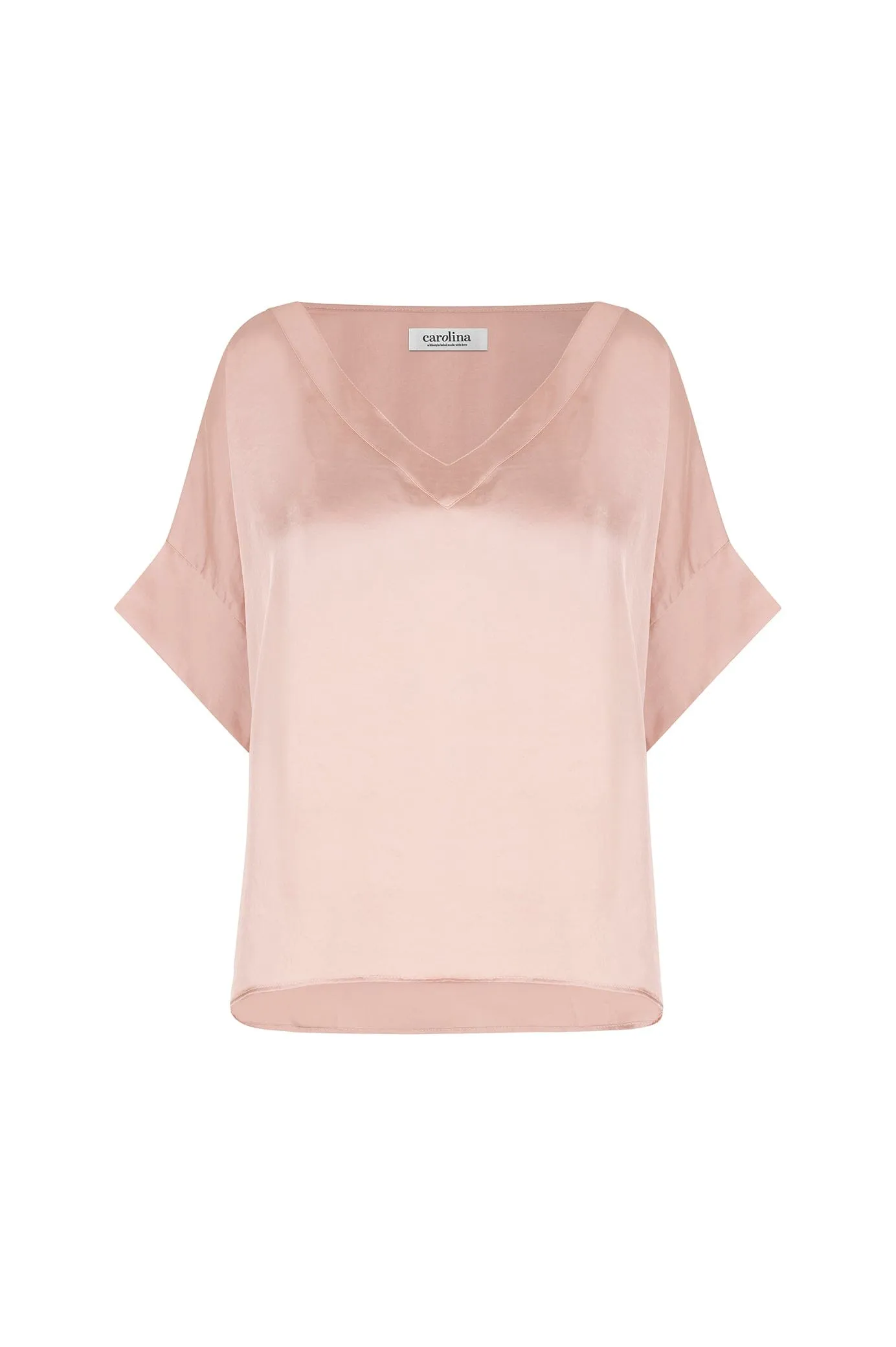 Bianca Short Sleeve Top Champagne with V Neck