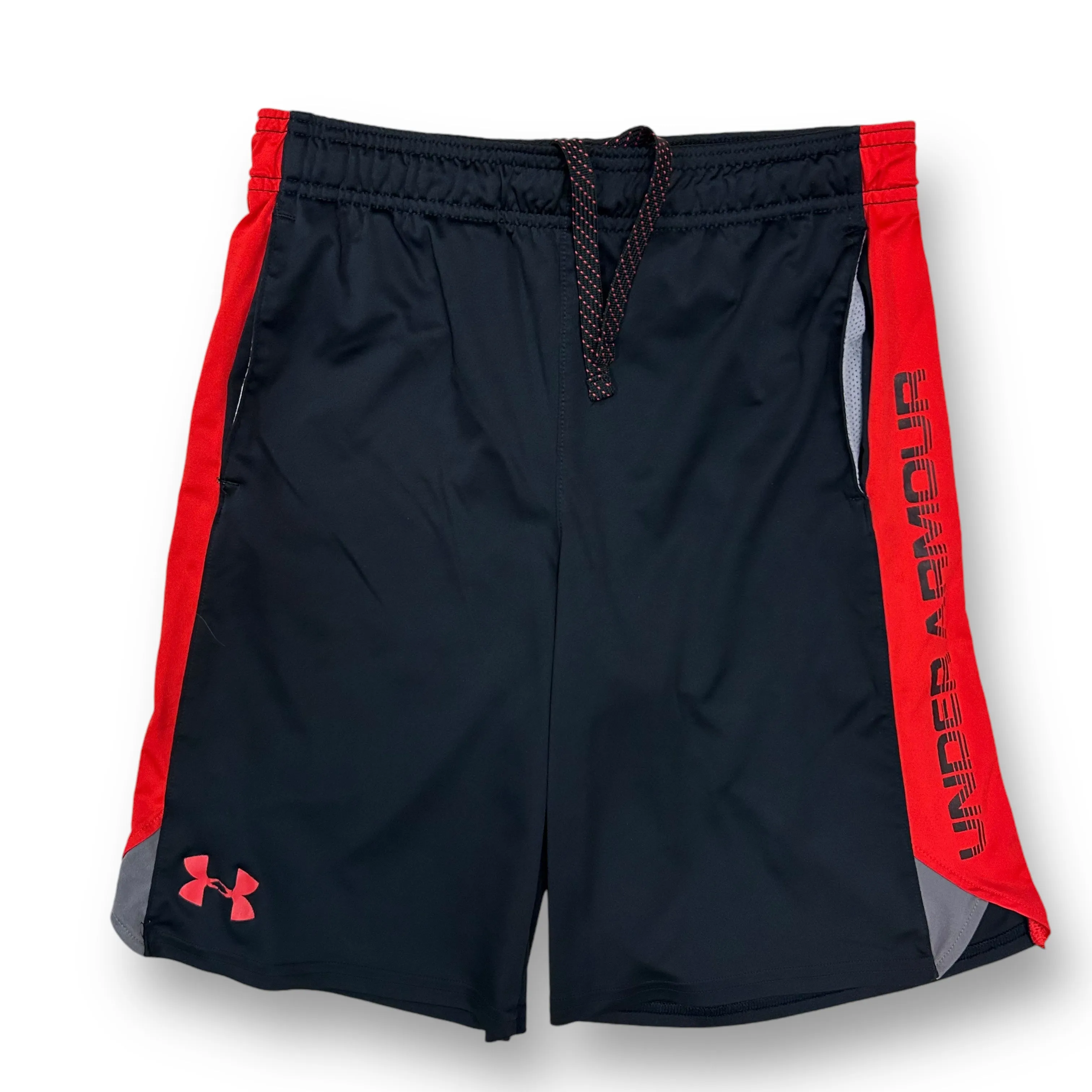 Boys Under Armour Size 10/12 YMD Black & Red Loose Fit Athletic Shorts