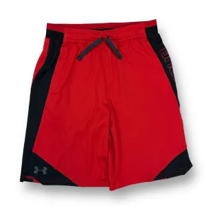 Boys Under Armour Size YXL Black & Red Heatgear Loose Fit Athletic Shorts