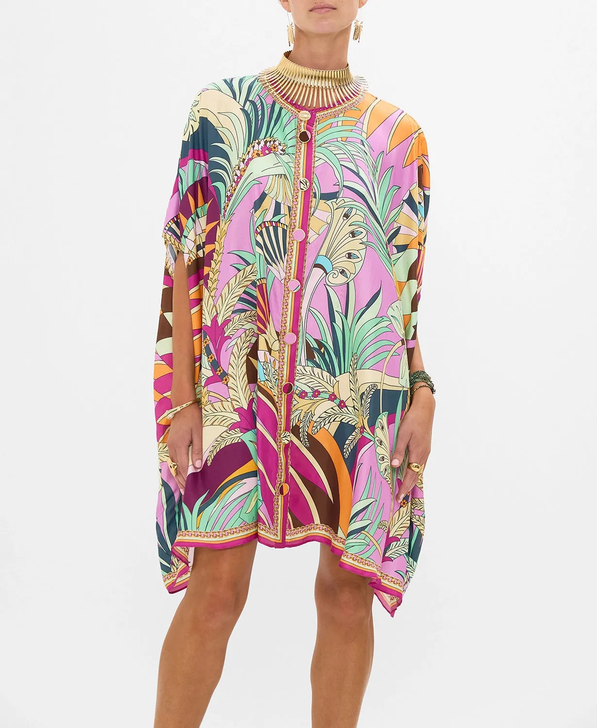 CAMILLA | GIZA GODDESS BUTTON THROUGH BATWING SHORT KAFTAN