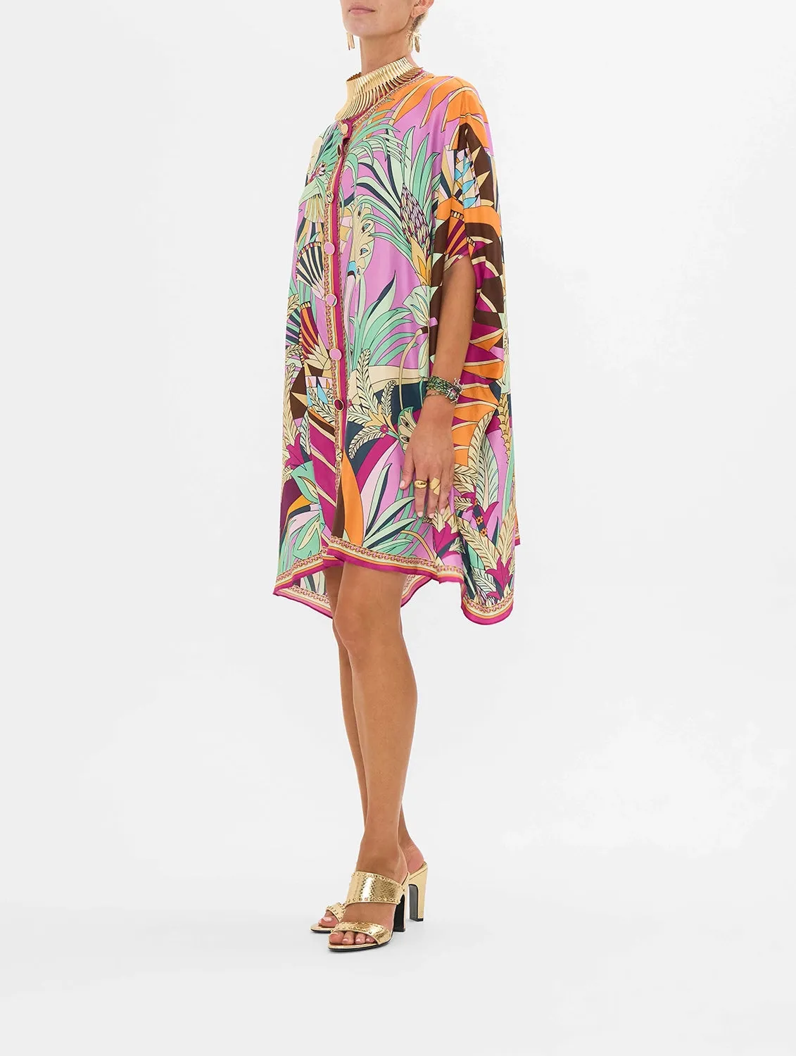 CAMILLA | GIZA GODDESS BUTTON THROUGH BATWING SHORT KAFTAN