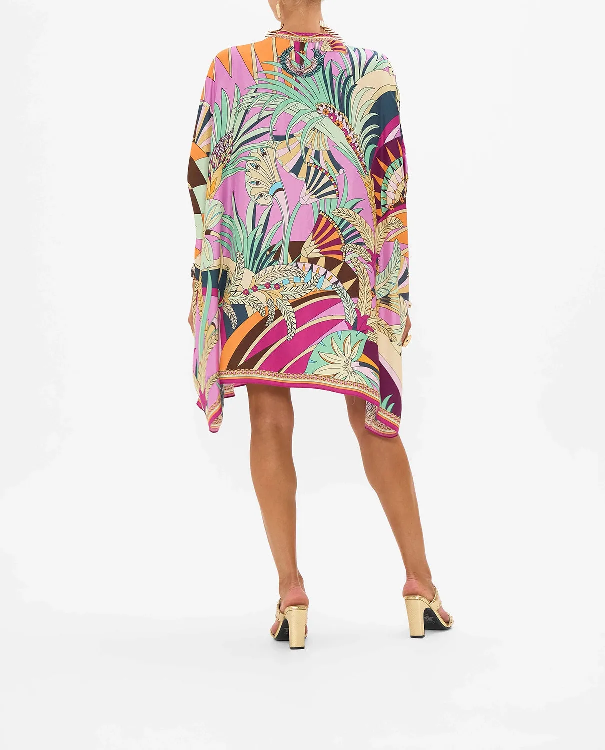 CAMILLA | GIZA GODDESS BUTTON THROUGH BATWING SHORT KAFTAN