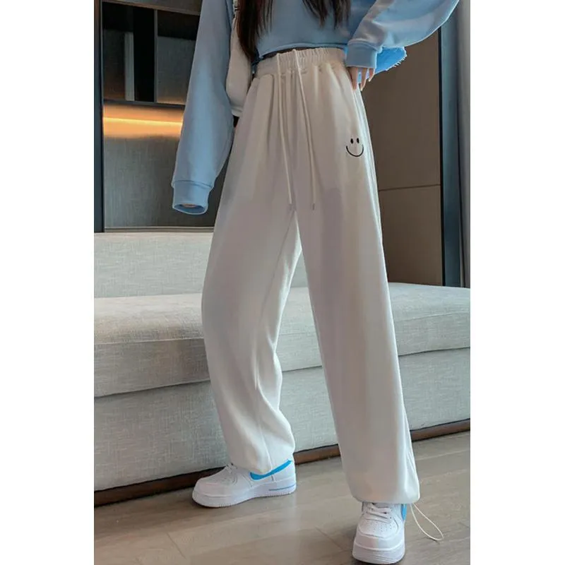 Casual Smiling Face Plus Sports Loose Fit Sweatpants