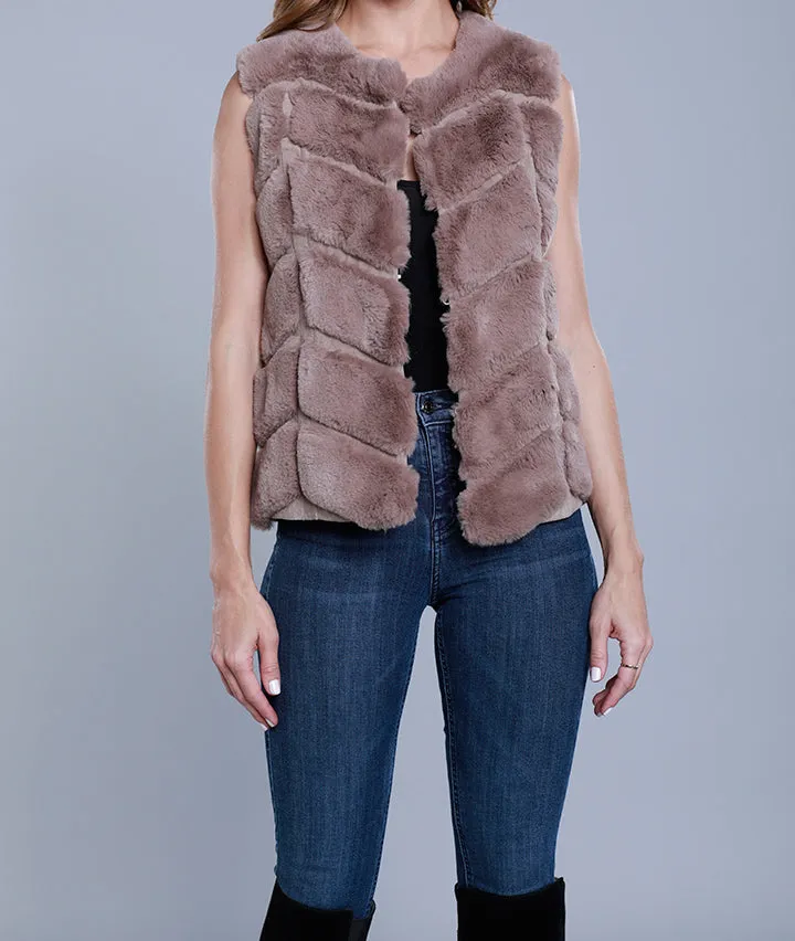 Chevron Faux Fur Vest