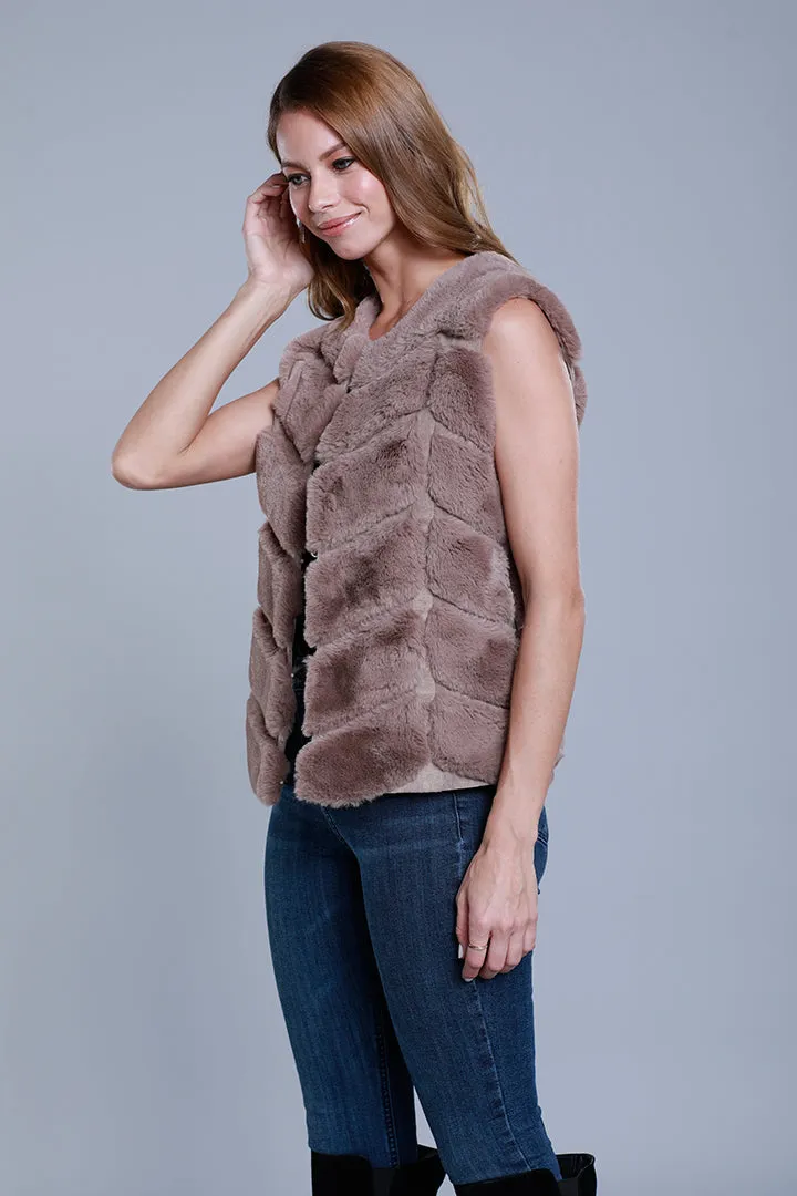 Chevron Faux Fur Vest