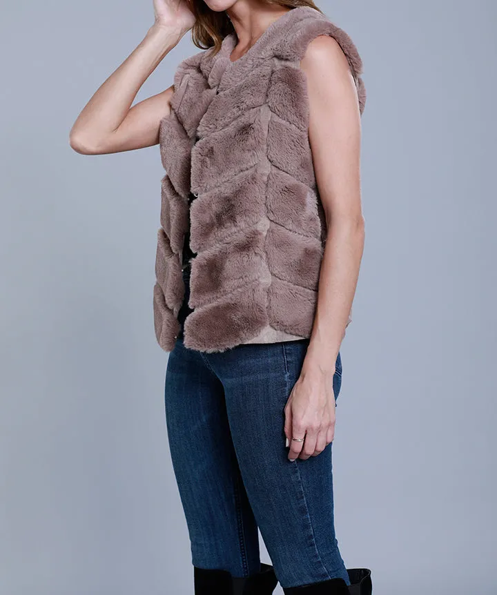 Chevron Faux Fur Vest