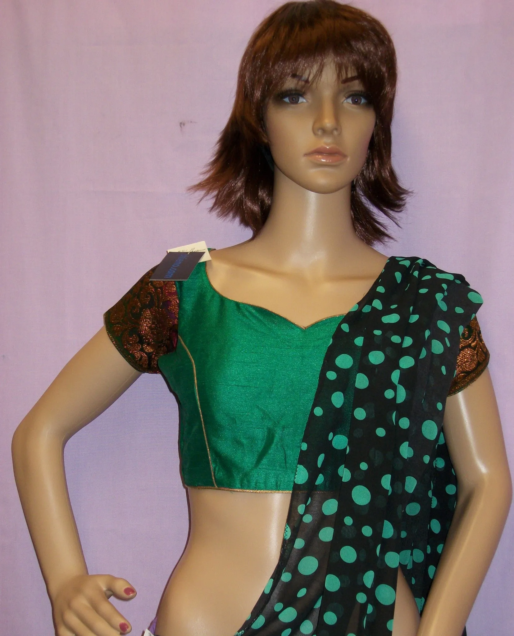 Choli 3879 Green Silk Choli Saree Blouse Shieno Sarees