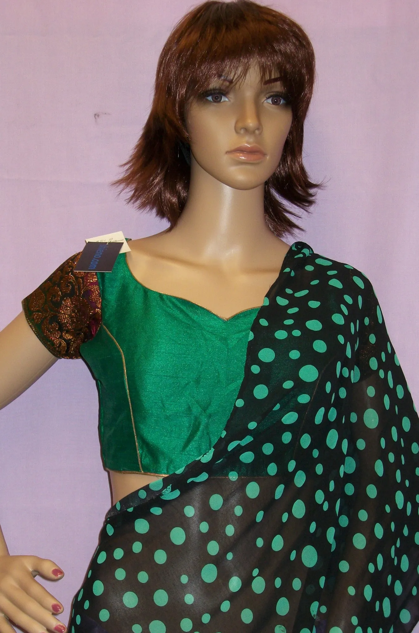 Choli 3879 Green Silk Choli Saree Blouse Shieno Sarees