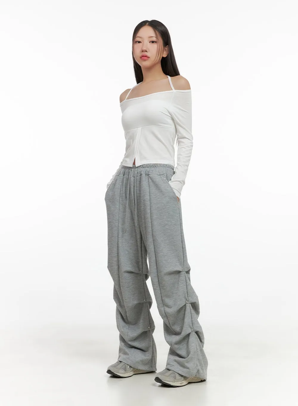 Cotton Pintuck Banded Sweatpants CS405