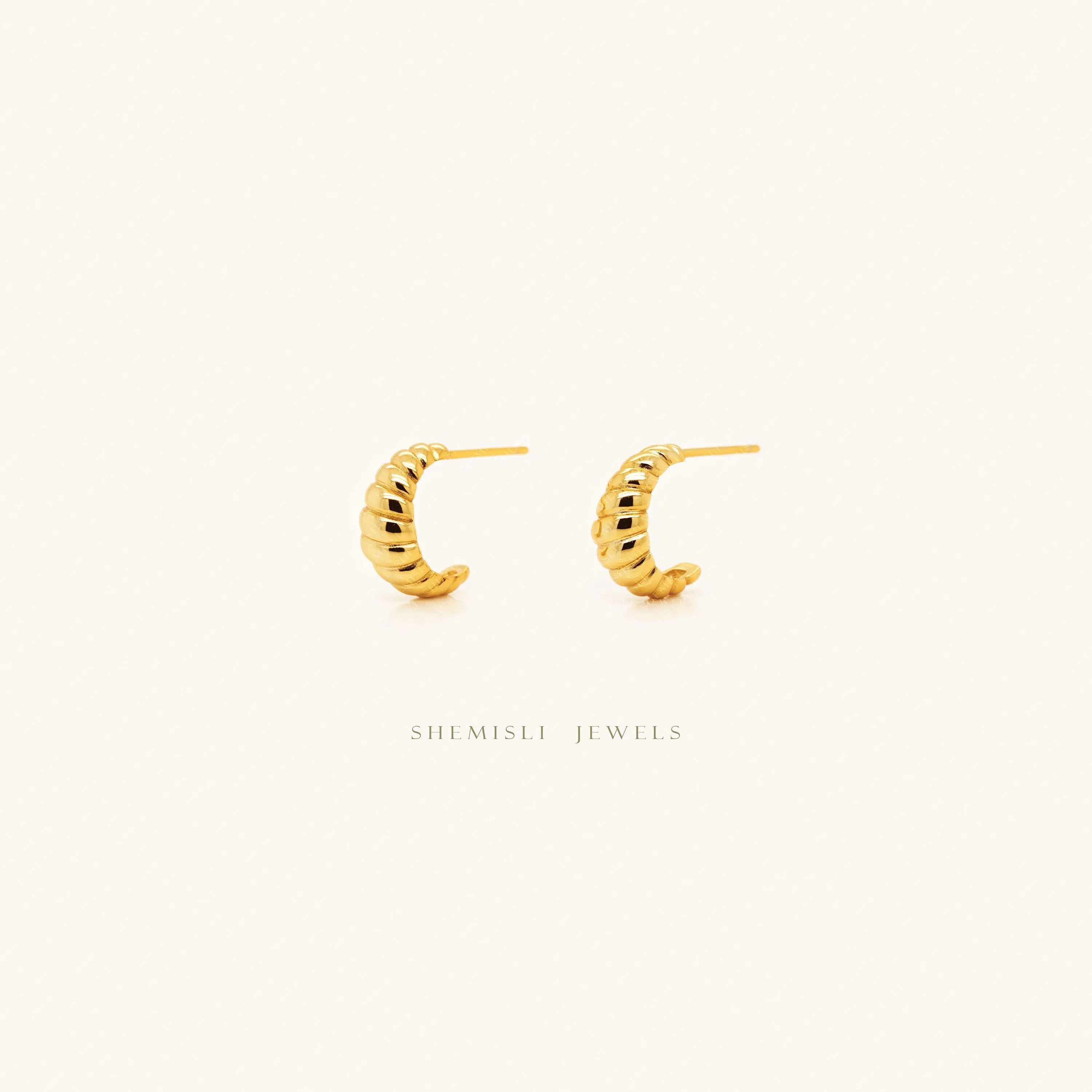 Croissant Hoop Studs, Earrings,  Unisex, Gold, Silver SHEMISLI SS051