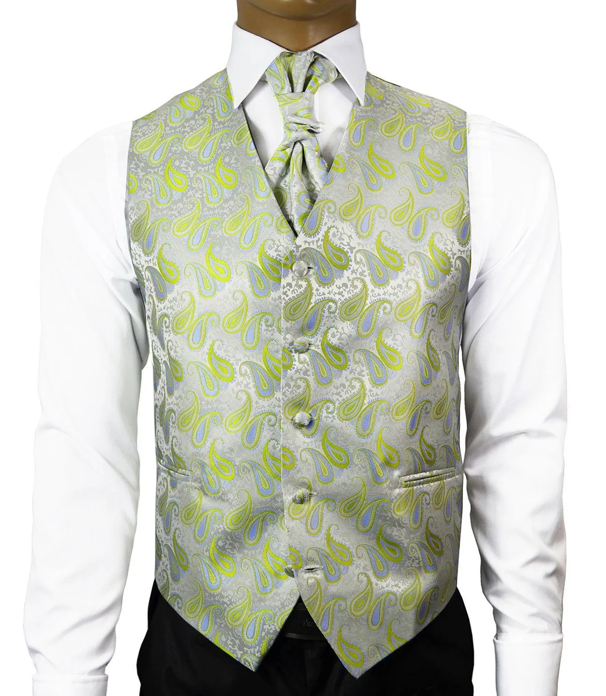 Daiquiri Green Paisley Tuxedo Vest Set