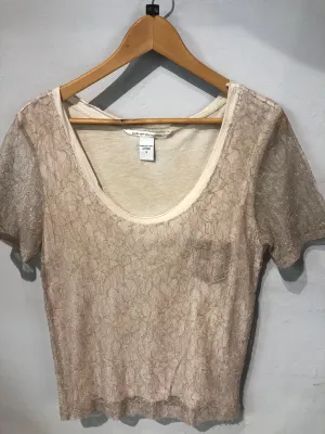 Diane Von Furstenberg Gold and Cream Lace Top (10) S