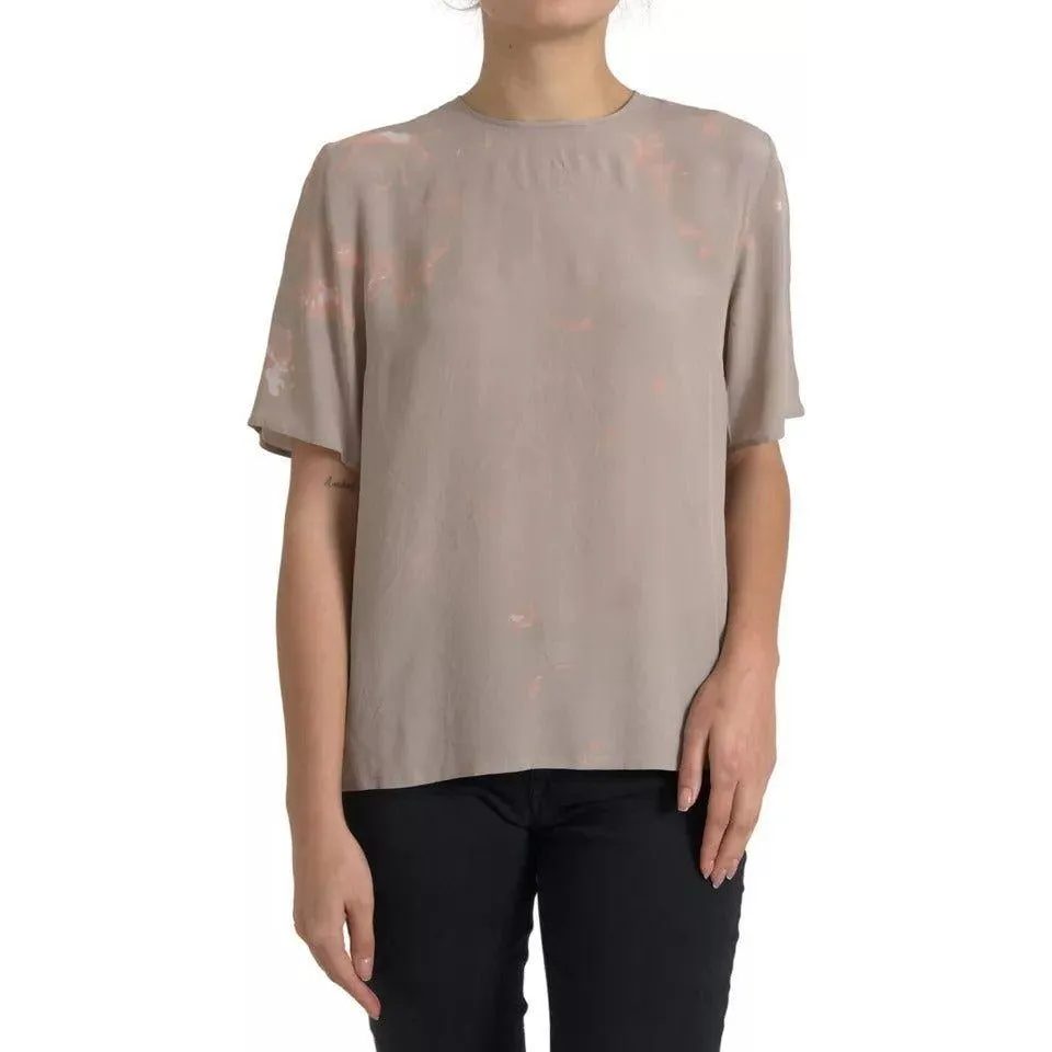 Dolce & Gabbana Brown Round Neck Short Sleeve Blouse Top