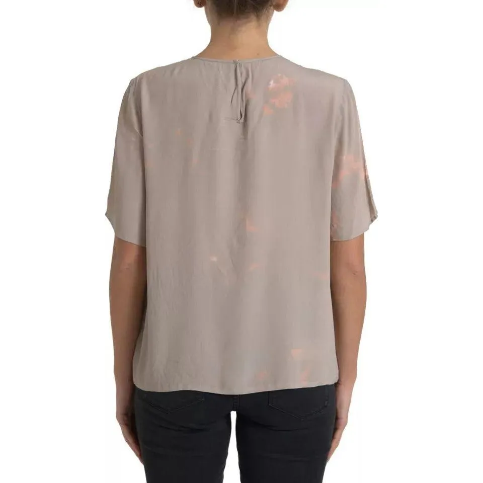 Dolce & Gabbana Brown Round Neck Short Sleeve Blouse Top