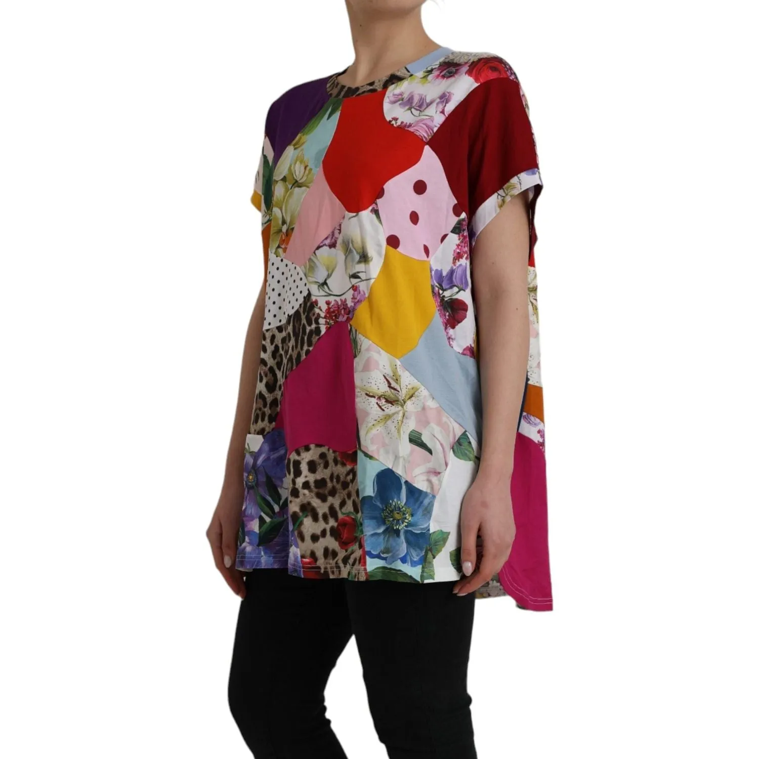 Dolce & Gabbana Multicolor Patchwork Cotton Silk Blouse Top