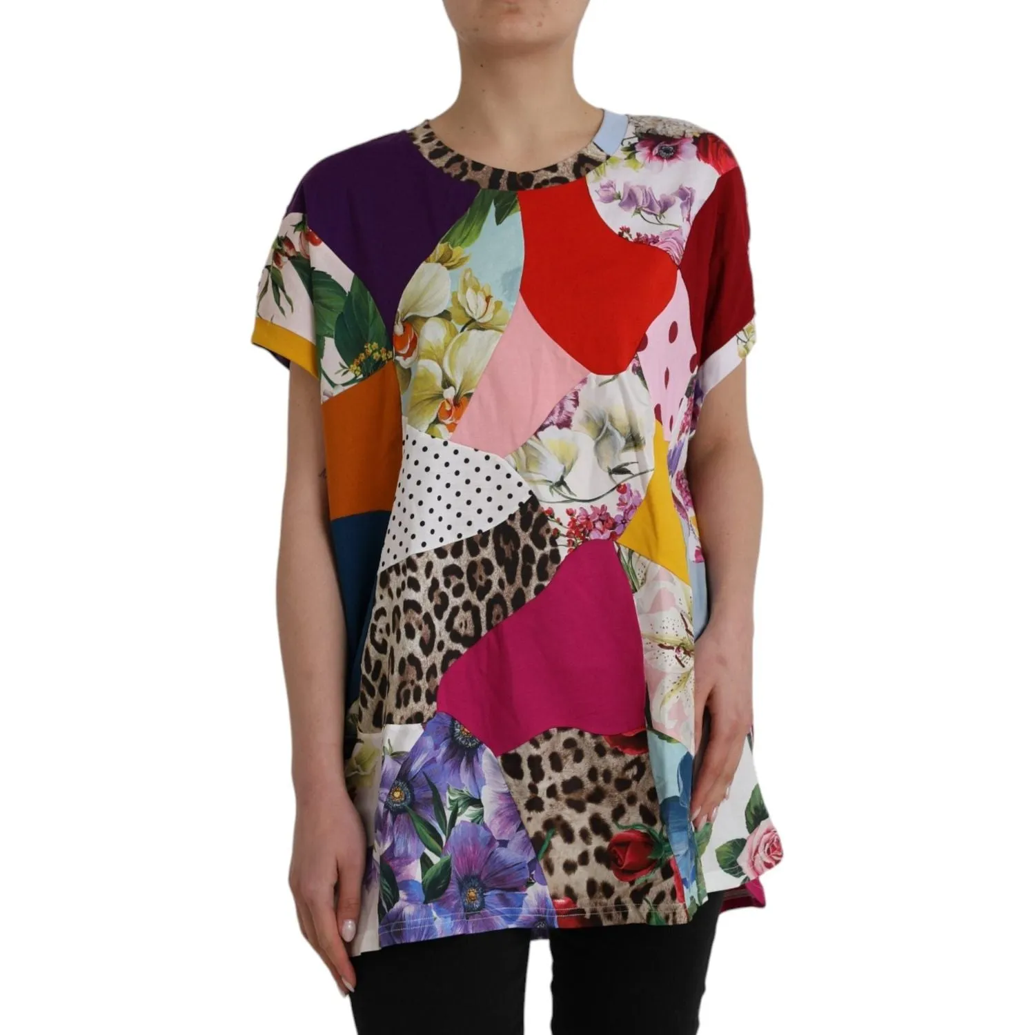 Dolce & Gabbana Multicolor Patchwork Cotton Silk Blouse Top