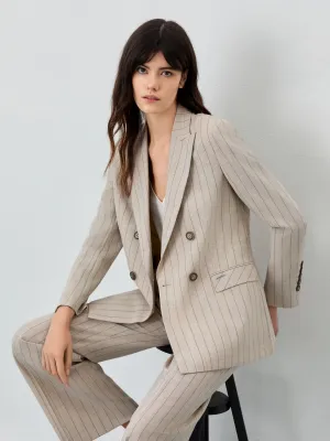 Double-Breasted Suit Blazer In Wool Blend