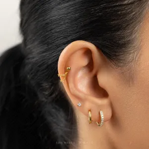 Double Chain Helix Earrings With Screw Ball End, Unisex, Gold, Silver SHEMISLI SS1332 (Type A Ball End)