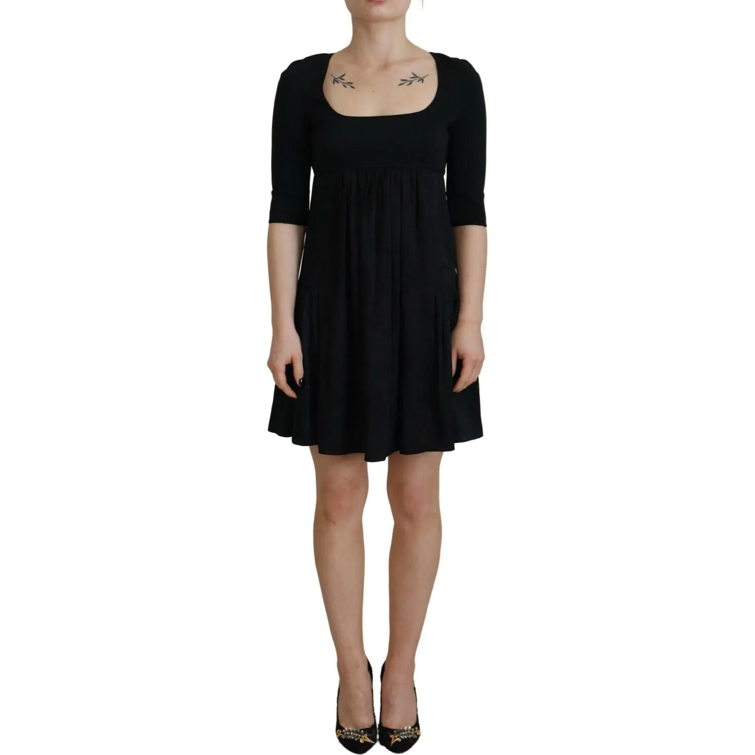 Dsquared² Black Acetate Short Sleeves A-line Sheath Dress