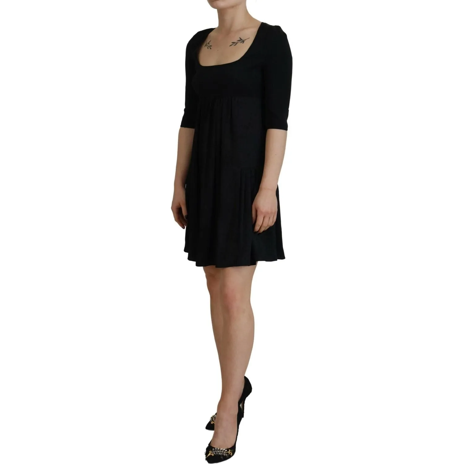 Dsquared² Black Acetate Short Sleeves A-line Sheath Dress