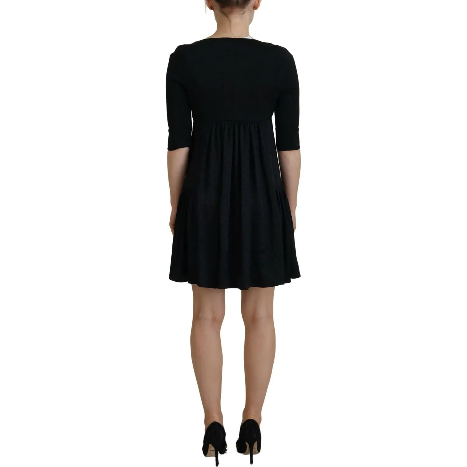 Dsquared² Black Acetate Short Sleeves A-line Sheath Dress