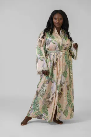 EMBROIDERED FLORAL MAXI ROBE