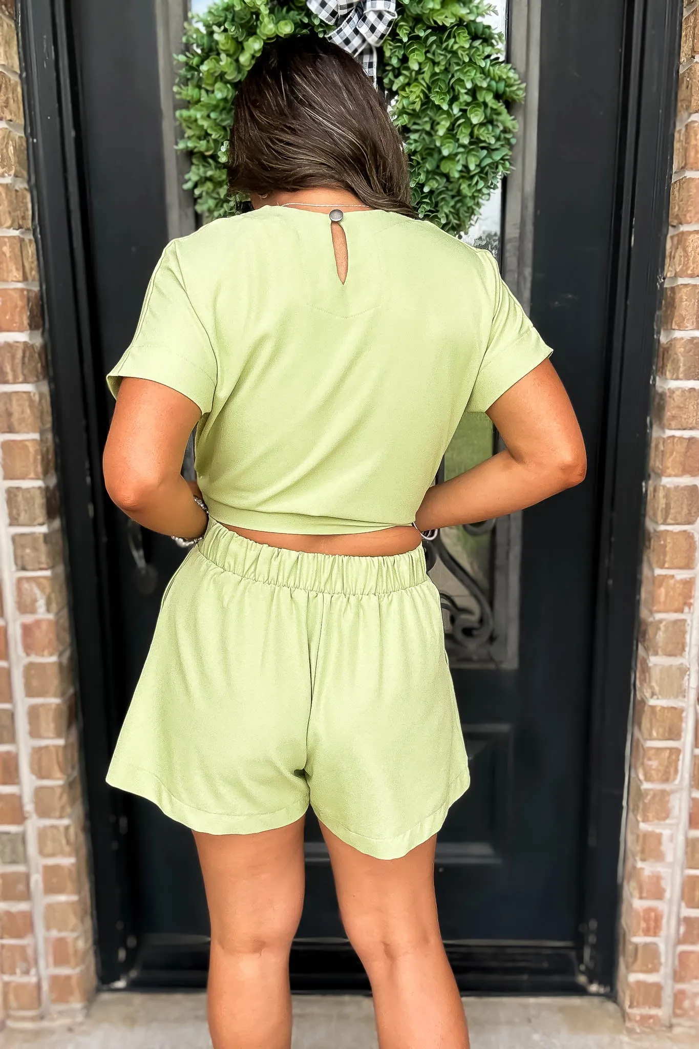 Everyday Radiance Solid Pistachio Shorts