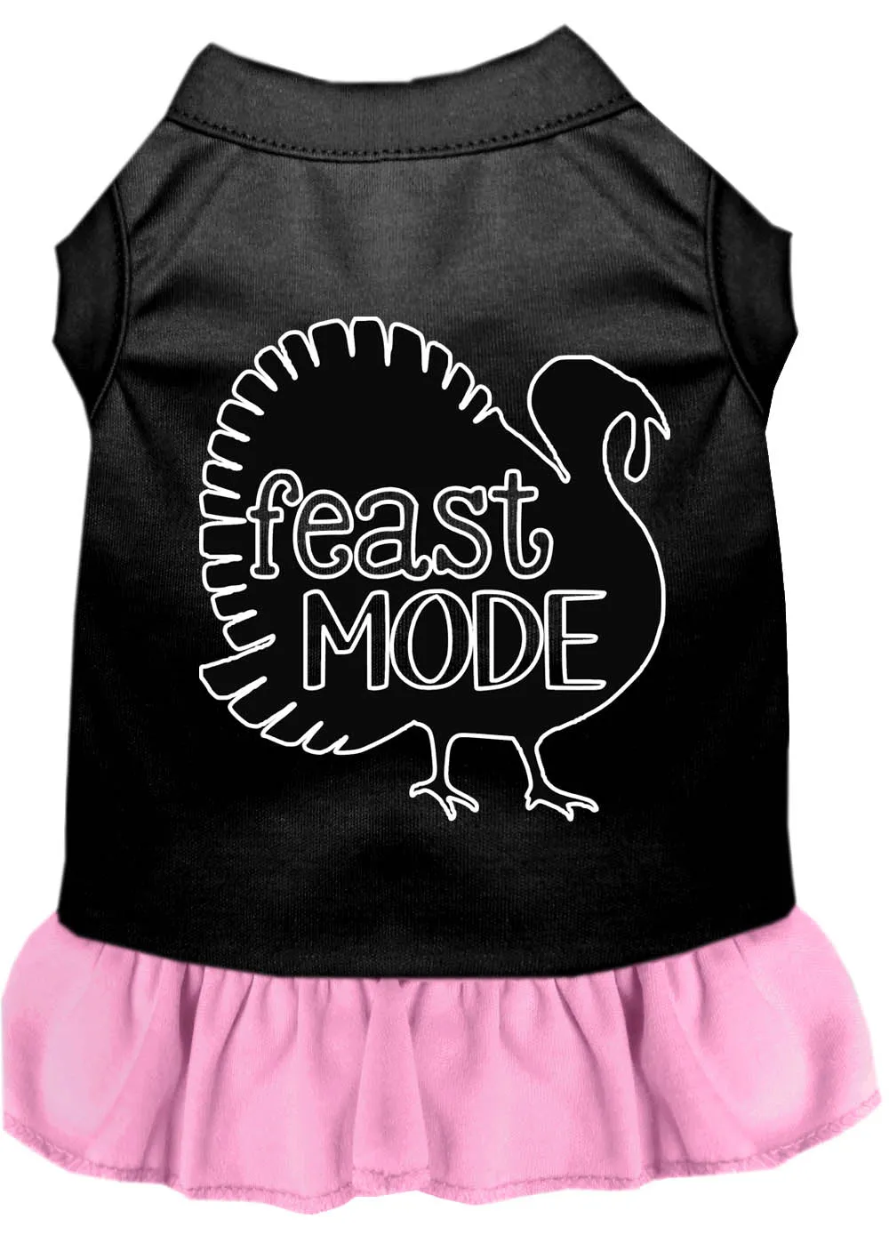 Feast Mode Screen Print Dog Dress Black With Light Pink Lg