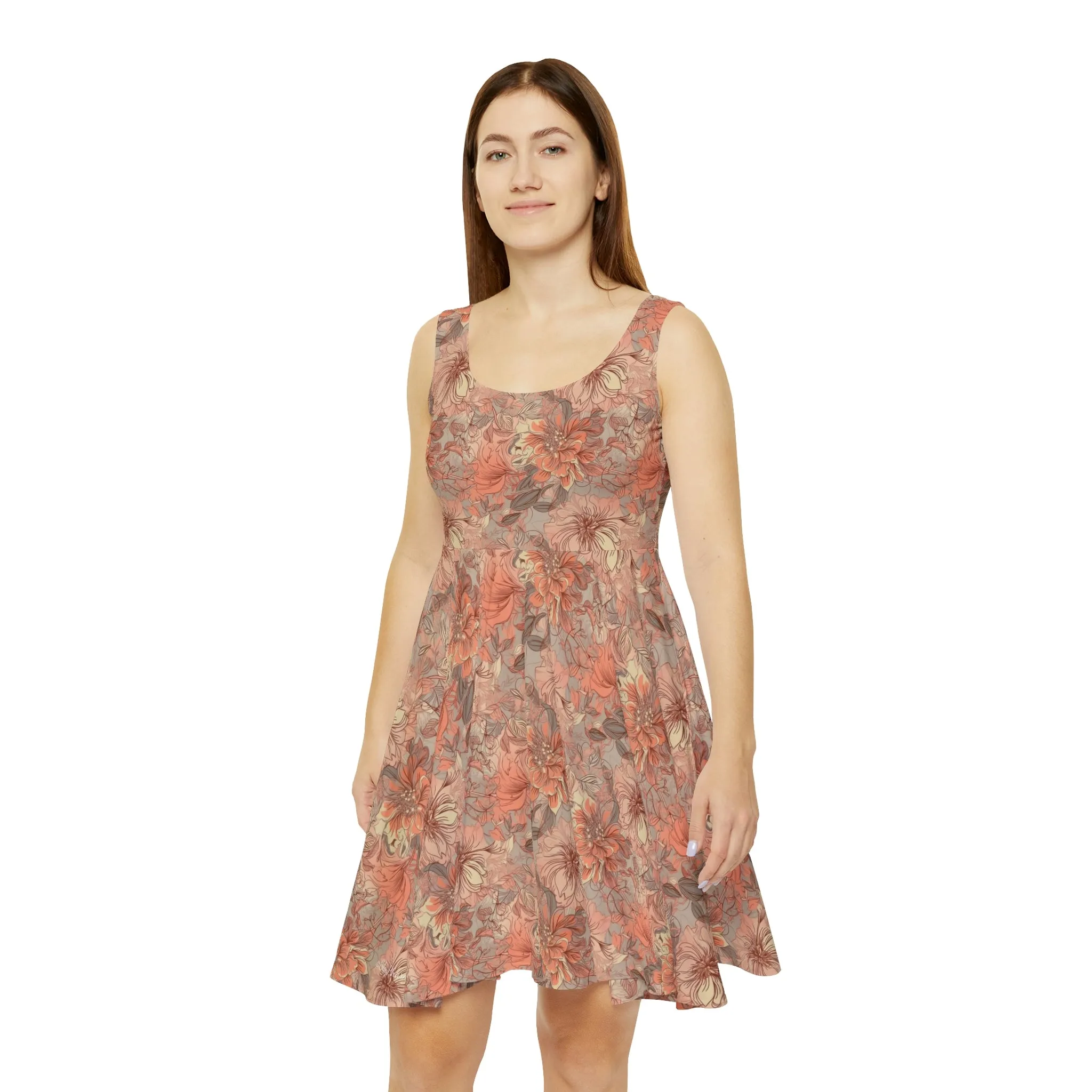 Floral Pattern Women's Skater Dress #10