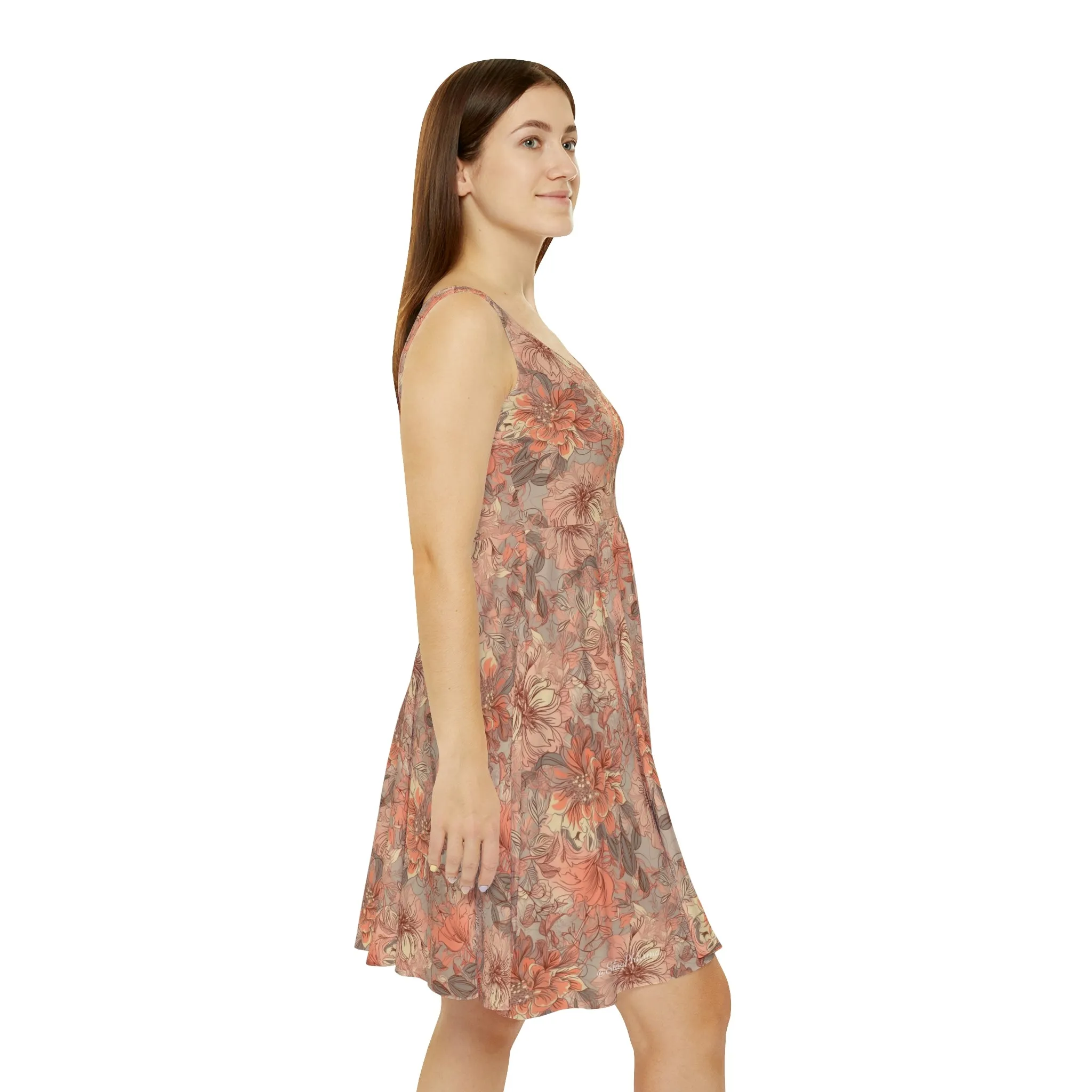 Floral Pattern Women's Skater Dress #10