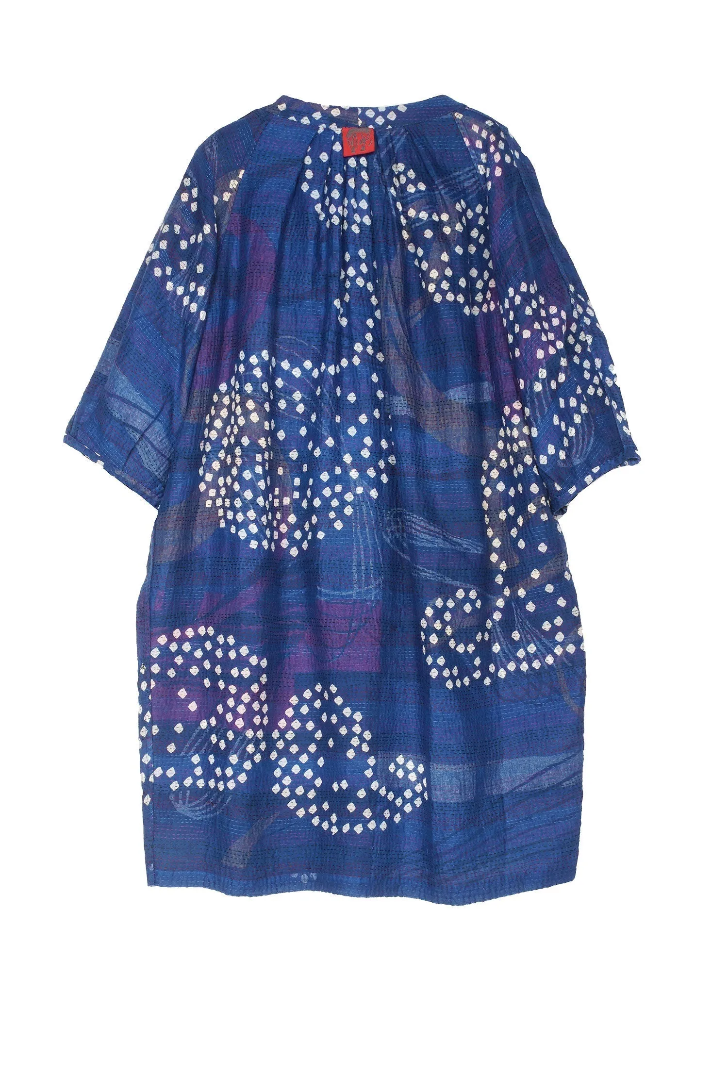 FRESH PRINT KANTHA PUFF SLV. DRESS - fp2436-blu -