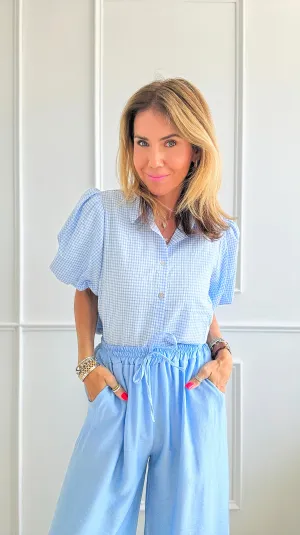 Gingham Short Sleeves Top