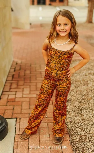 Girls Brown Tooled Spaghetti Strap Jumpsuit JP012-G-BRTL