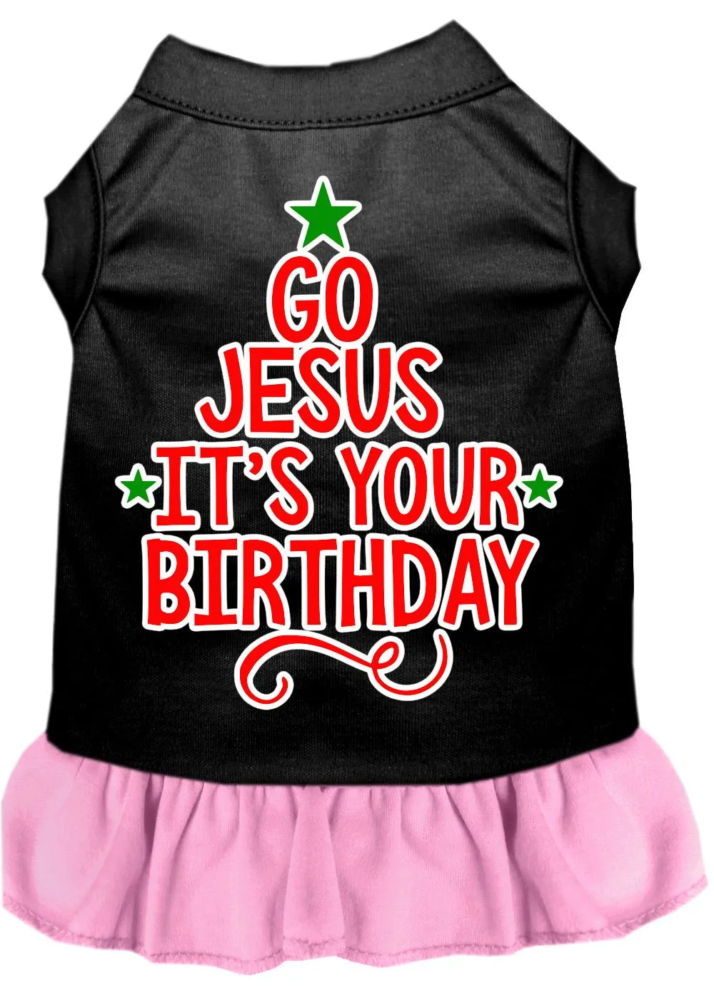 Go Jesus Screen Print Dog Dress Black With Light Pink Xl (16)