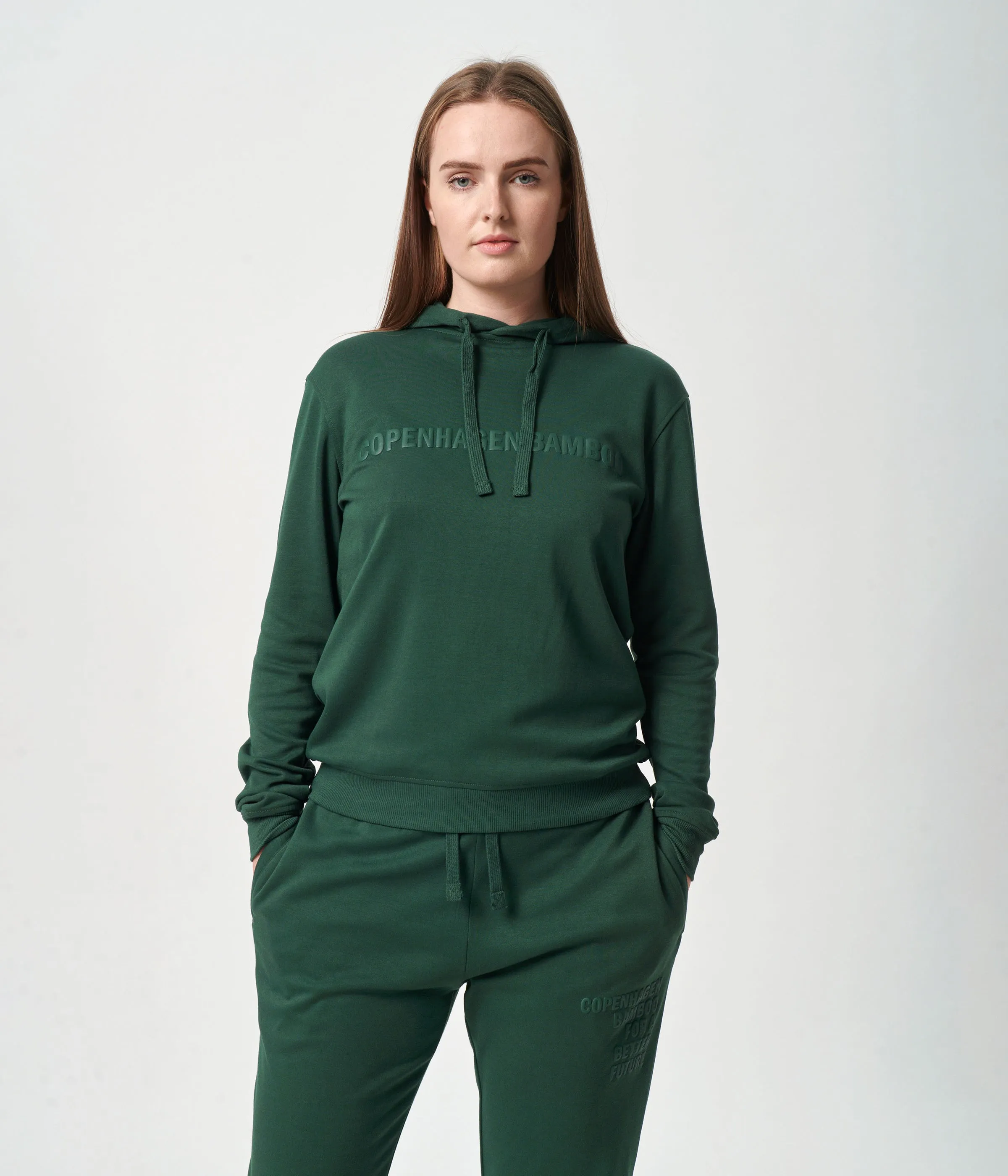 Green bamboo hoodie track suit with logo