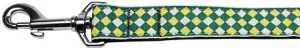 Green Checkers Nylon Dog Leash 5-8 Inch Wide 6ft Long