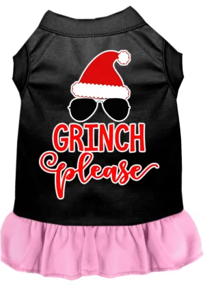 Grinch Please Screen Print Dog Dress Black With Light Pink Lg (14)