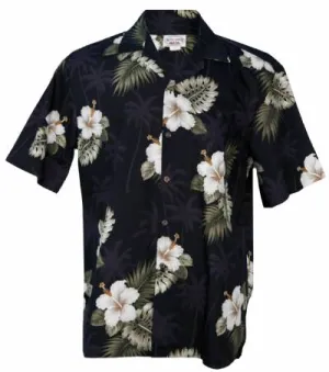 Hibiscus Floral Mens Shirt in Black