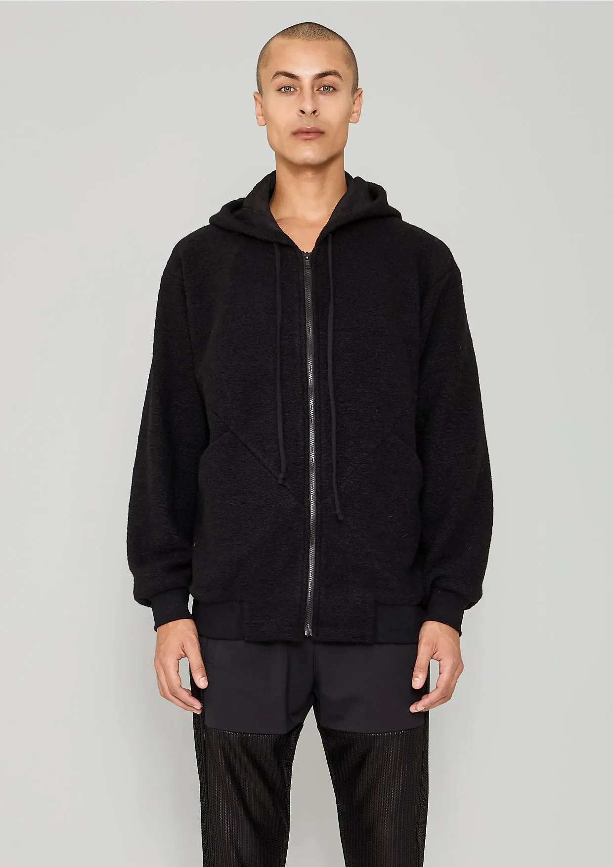 HOODIE - WOOL BLEND black