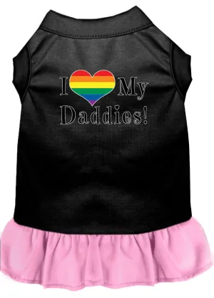 I Heart My Daddies Screen Print Dog Dress Black With Light Pink Xl