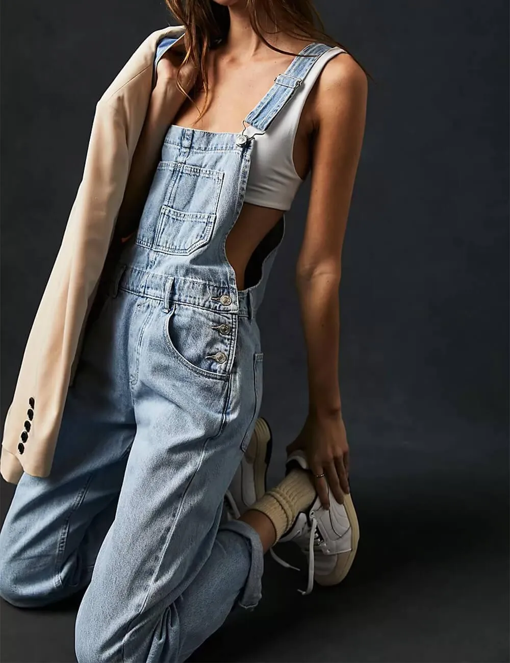 Ladies Casual Pocket Denim Overalls SKJ540