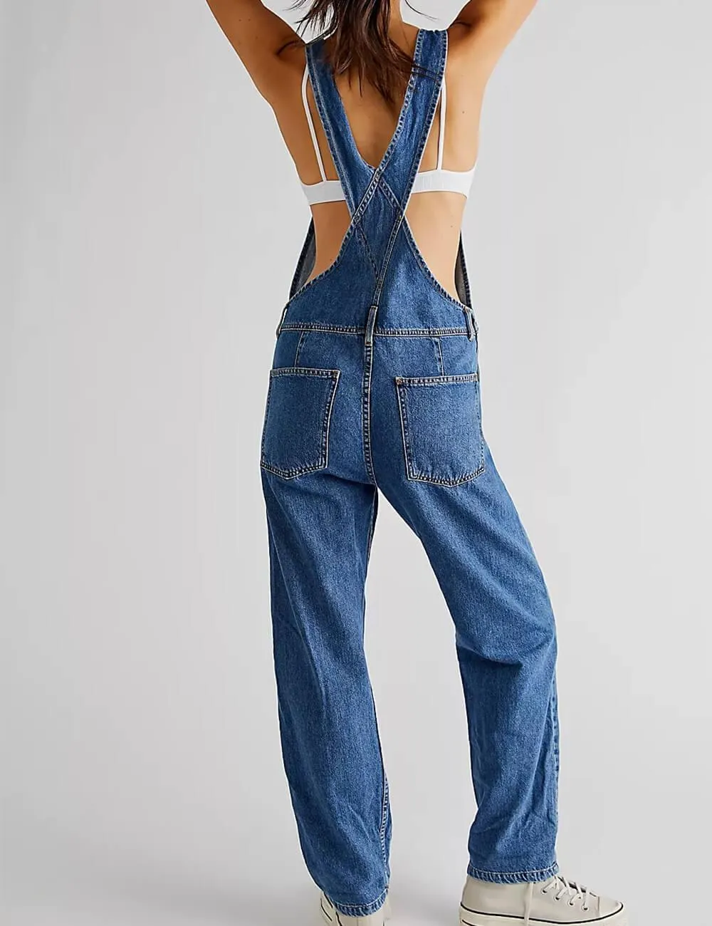 Ladies Casual Pocket Denim Overalls SKJ540