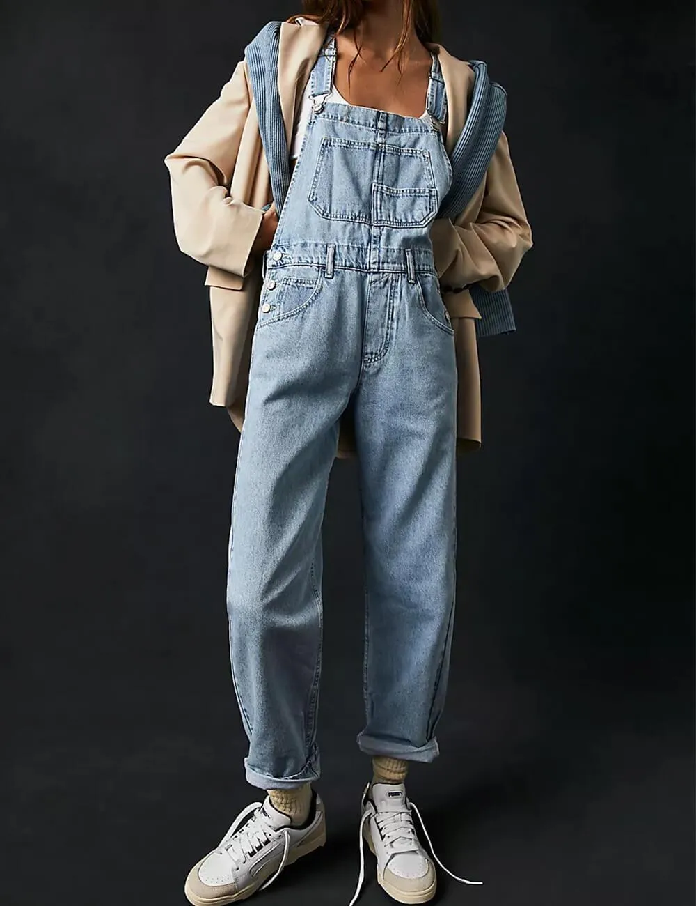 Ladies Casual Pocket Denim Overalls SKJ540