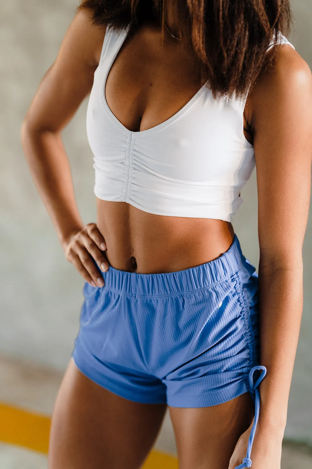 Lapis Blue Ribbed String Shorts