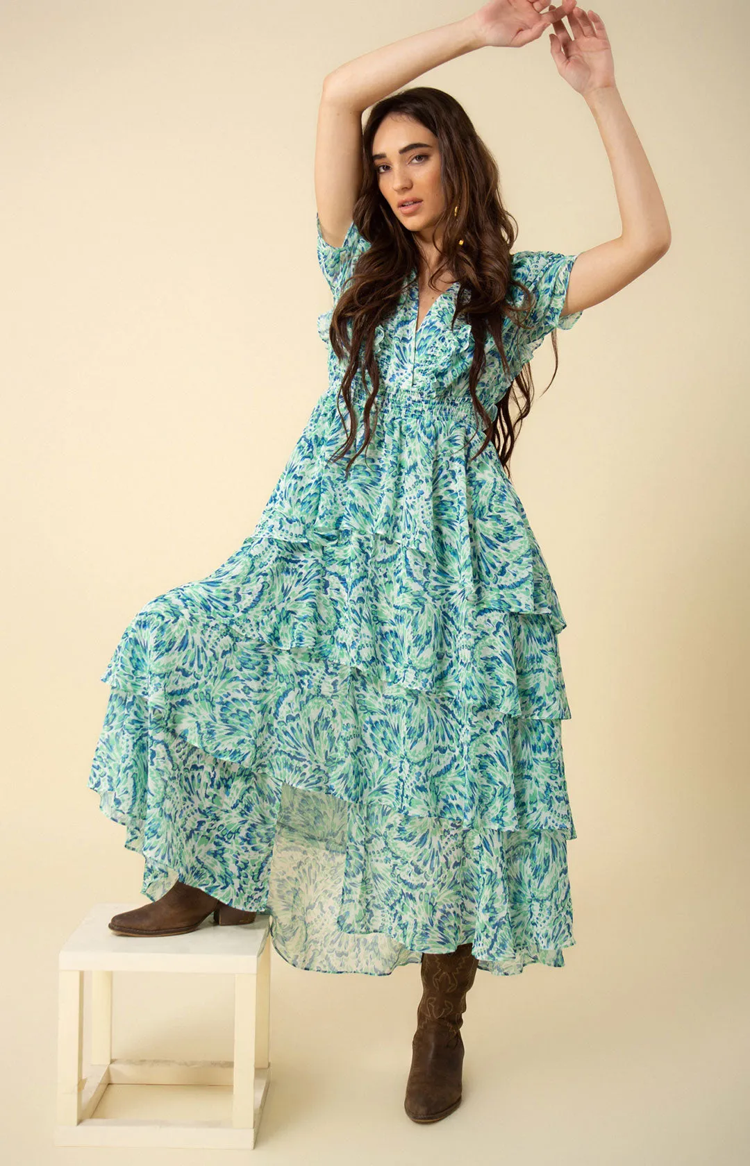 Laylee Tiered Chiffon Dress